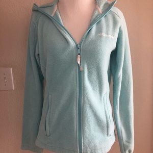 Light Blue Fuzzy Columbia Jacket with Hood